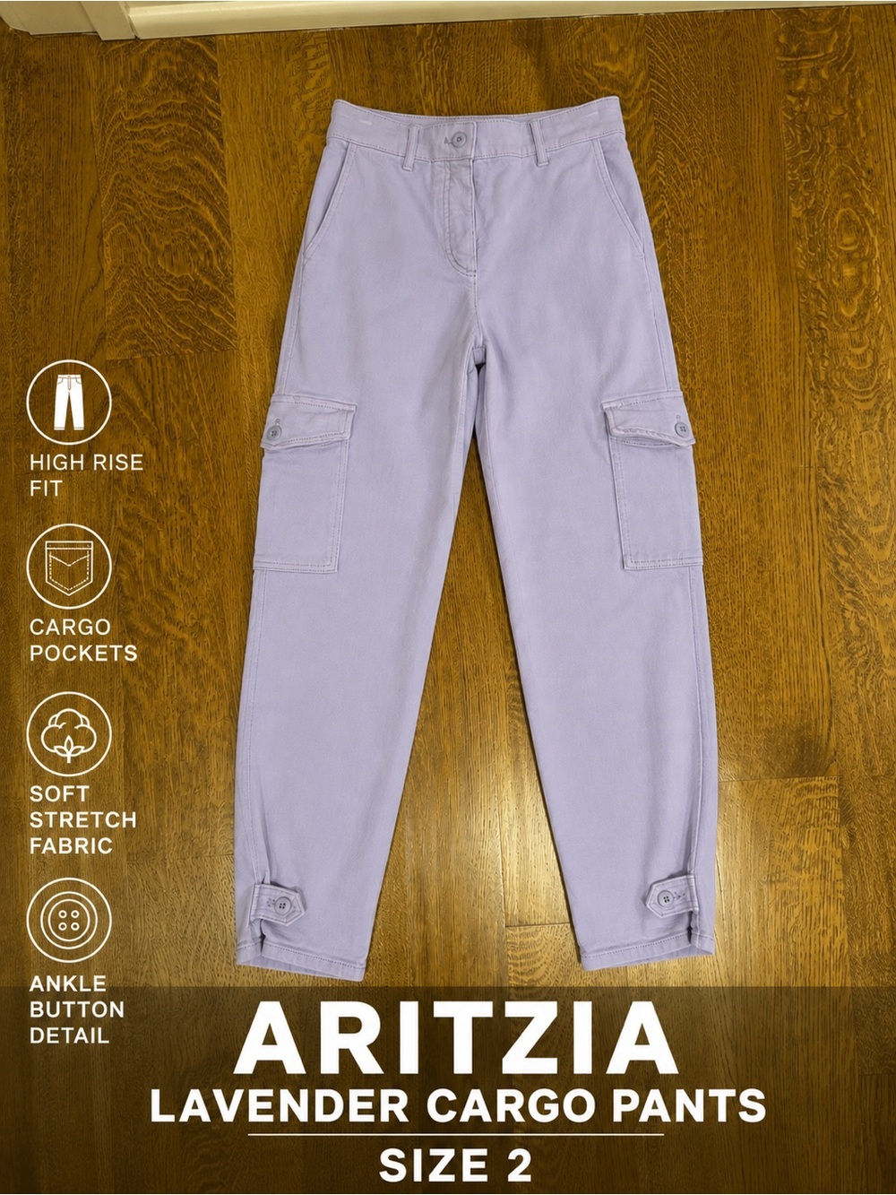 Aritzia Lavender Cargo Pants Size 2 Utility Ankle Pants High Rise Straight Leg